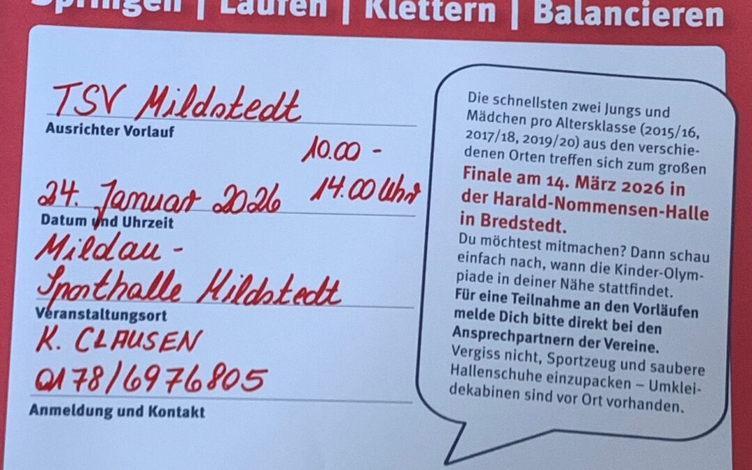 Vorläufe zur Kinderolympiade in der Mildauhalle am 24. Januar